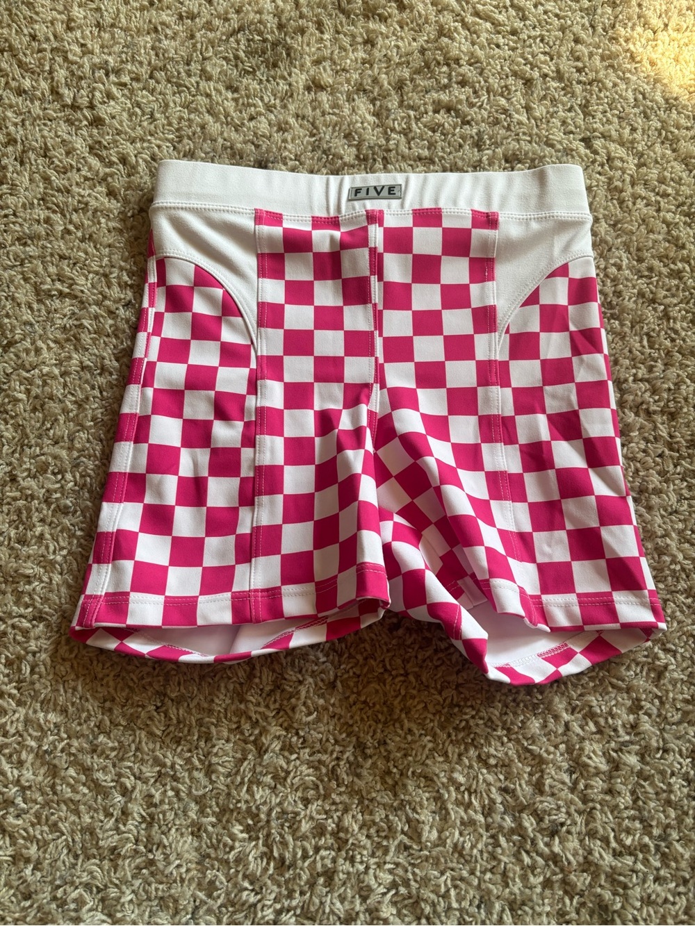 FIVE Dancewear Pink & White Checkerboard Bike Shorts